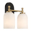 Vortex - 2 Lights Vanity In Style For Over Bathroom Mirror Wall Sconce - Black / Gold / White