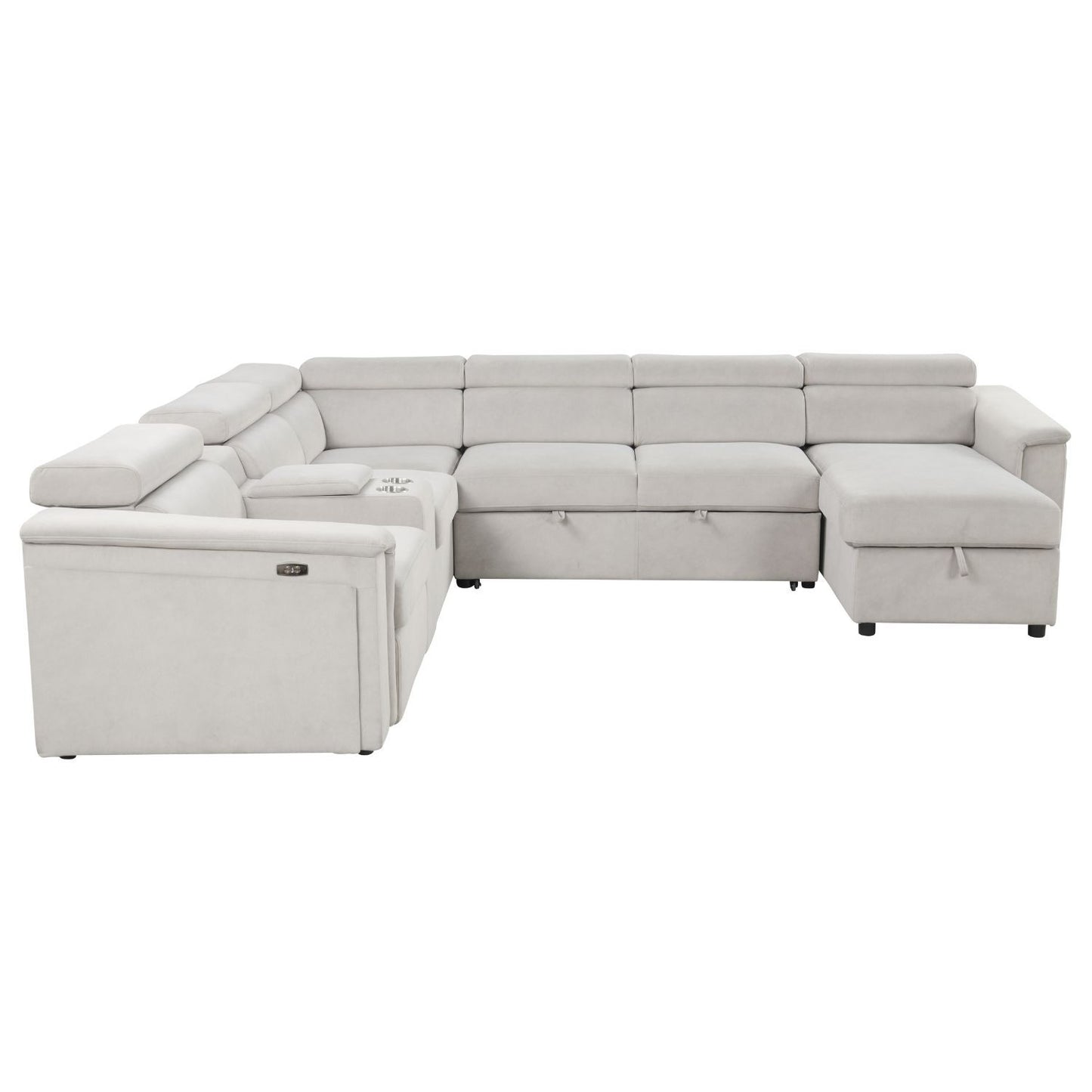 Harvey - Power Recliner Sectional Sleeper - Beige