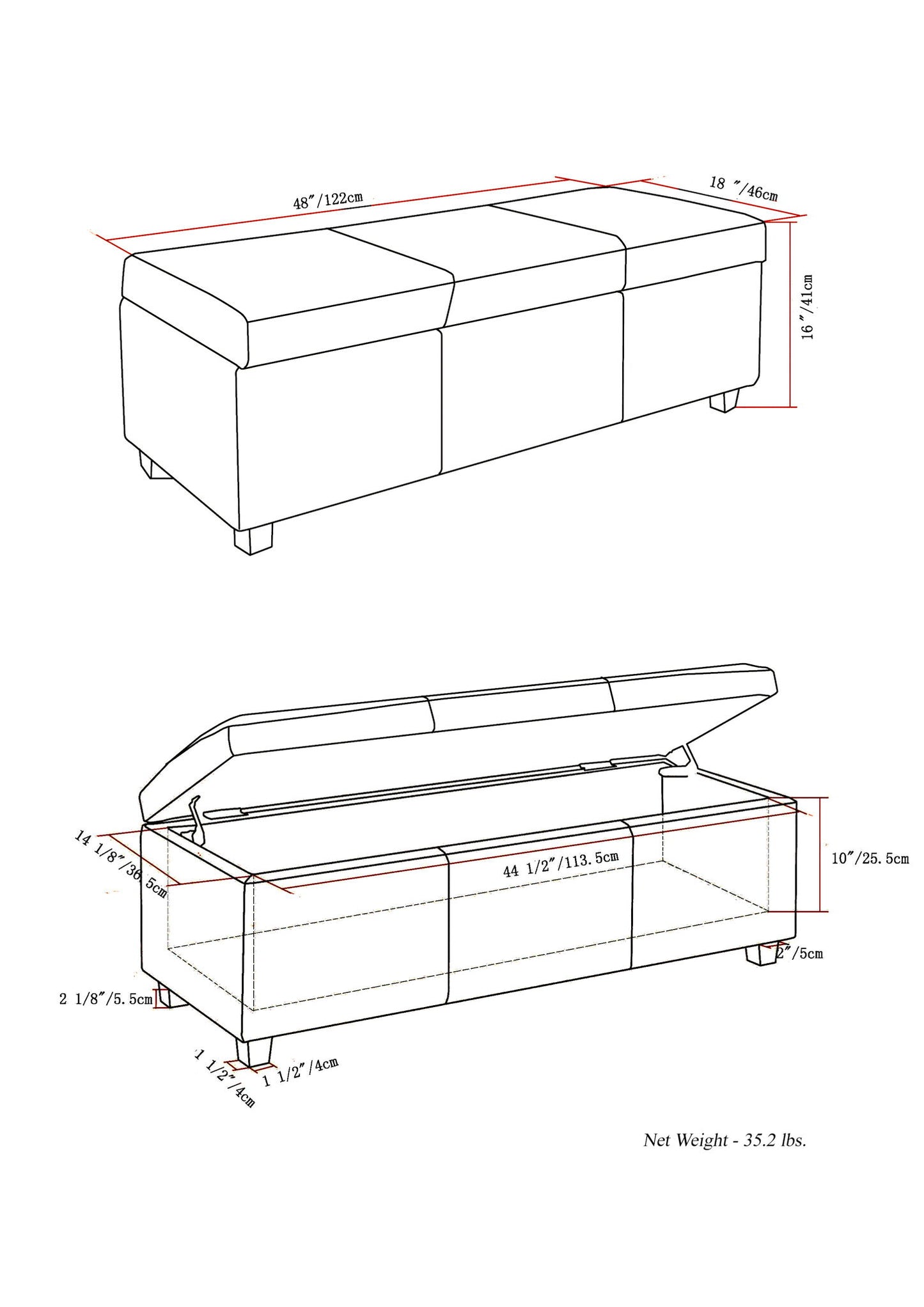 Avalon - Contemporary Storage Ottoman Bench