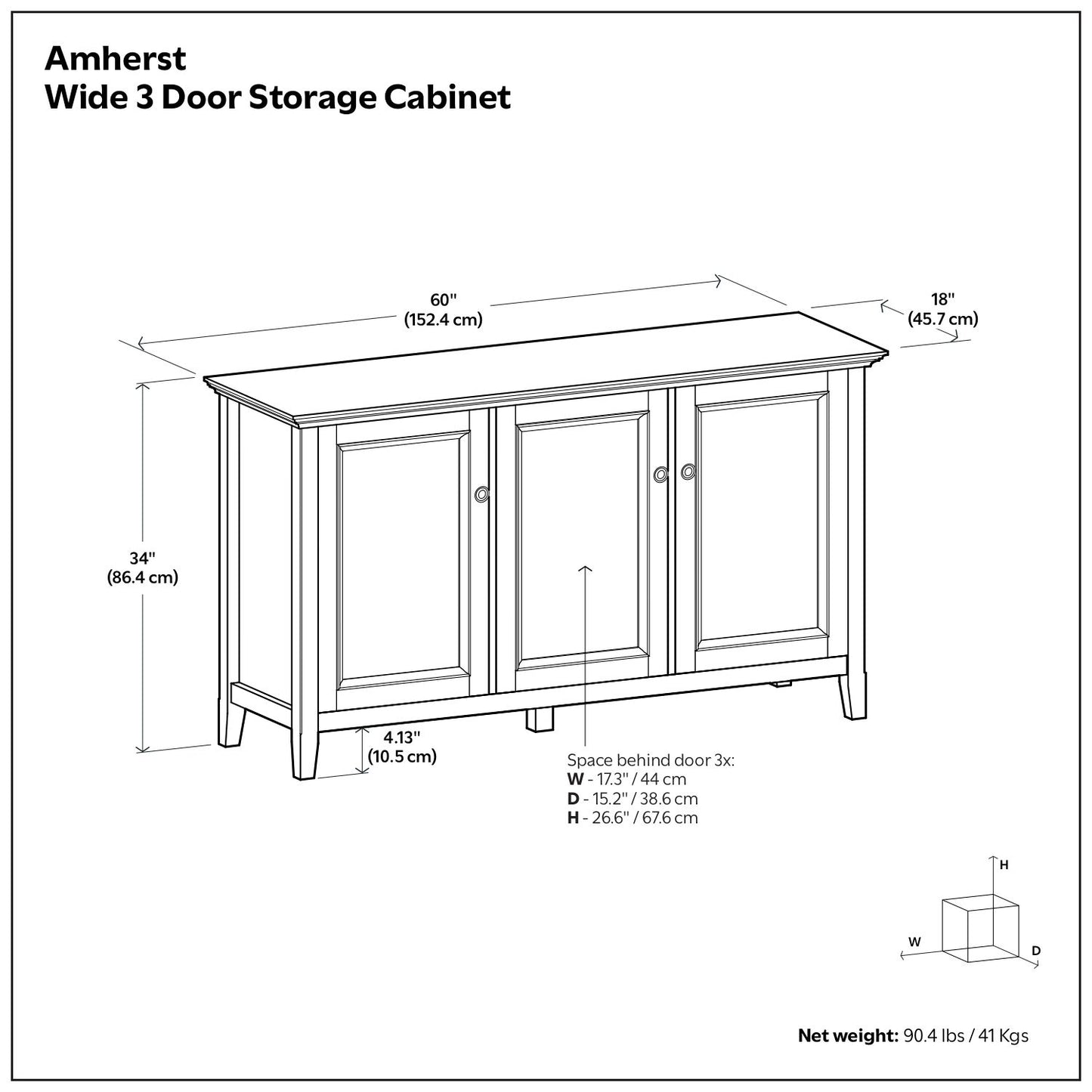 Amherst - Wide 3 Door Storage Cabinet - Hickory Brown