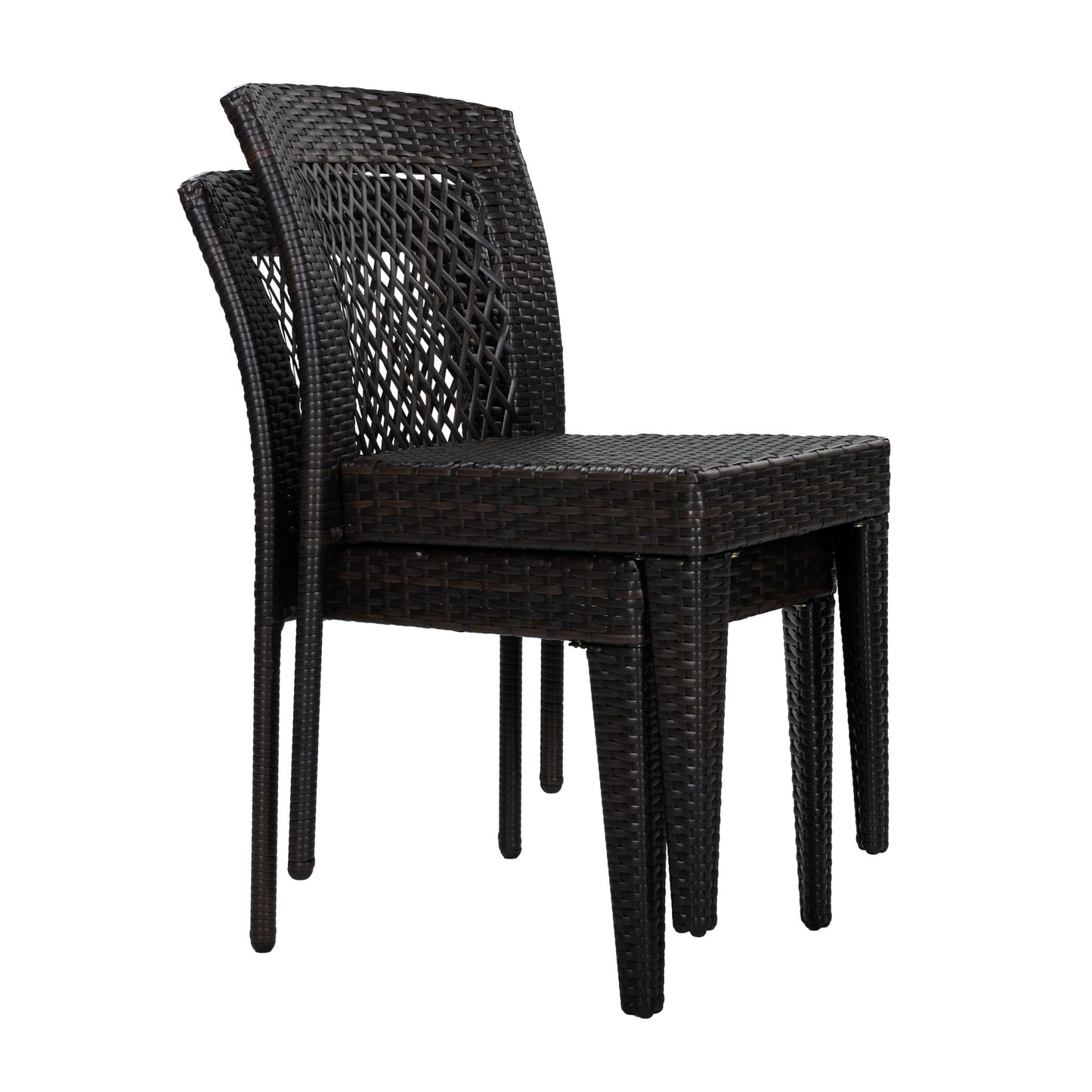 7 Piece Outdoor Dining Set With Table And 6 Chairs - Brown Multi