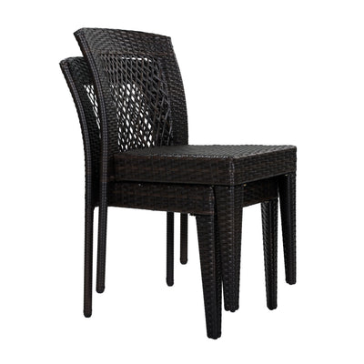 7 Piece Outdoor Dining Set With Table And 6 Chairs - Brown Multi