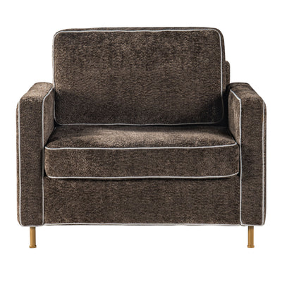 Accent Chair Upholstered Single Sofa With Square Arms, Sewn Pillow Back For Living Room