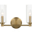 Regal - Double Light Vanity With Clear Ribbed Satin - Antique Brass / Clear