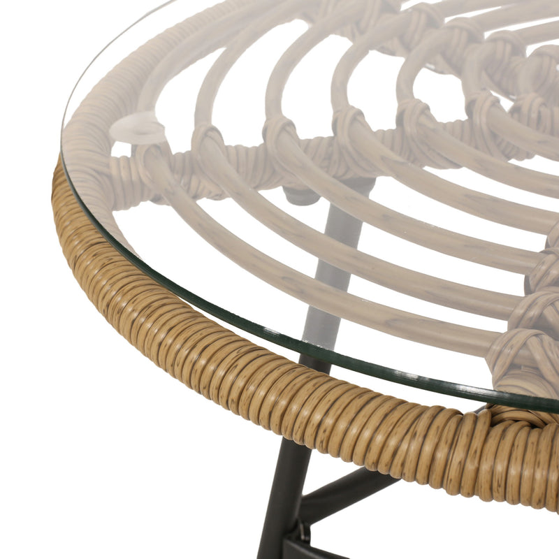 Petrichor - Outdoor Side Table With Tempered Glass And Steel Frame