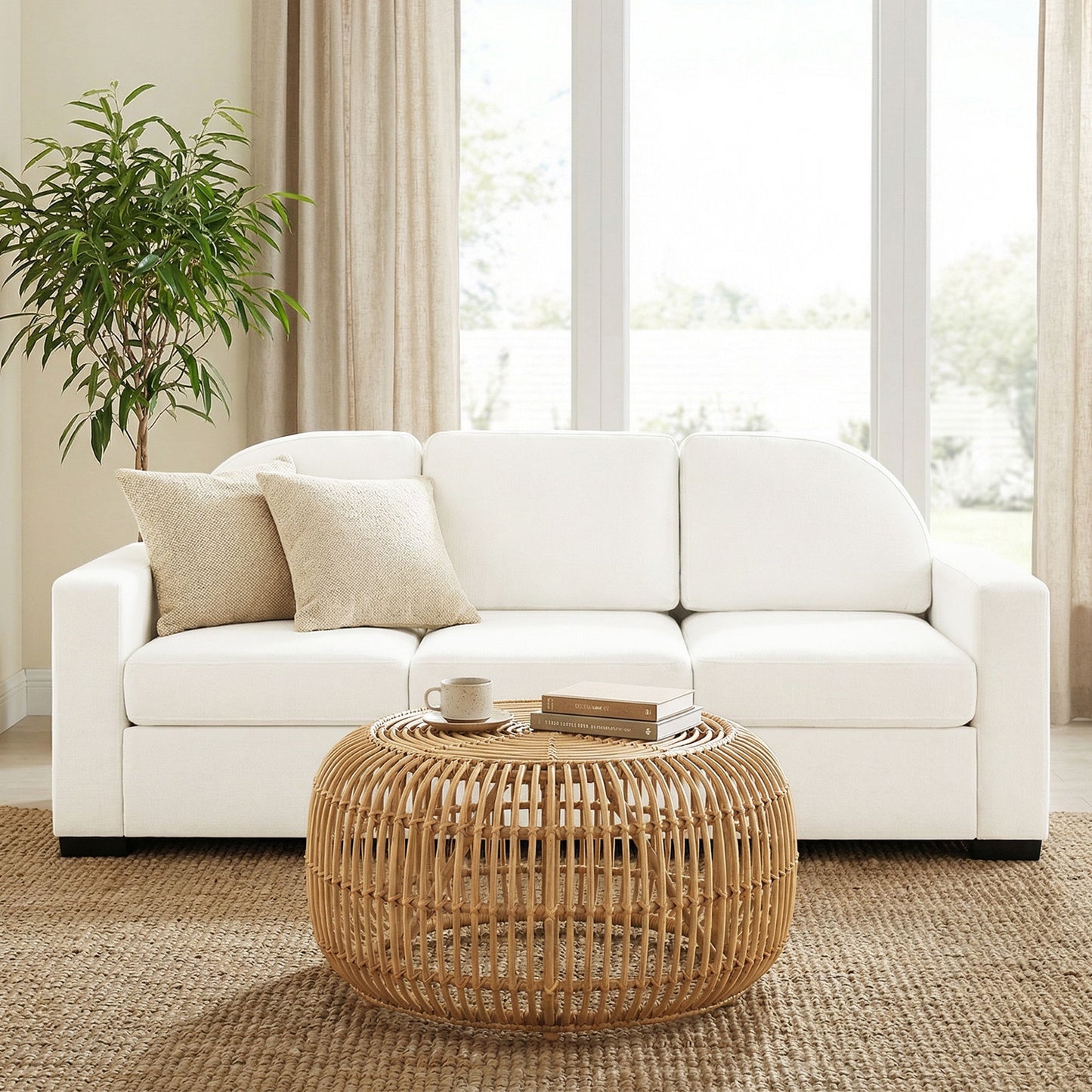 Modern 3 Seater Sofa With Curved Backrest