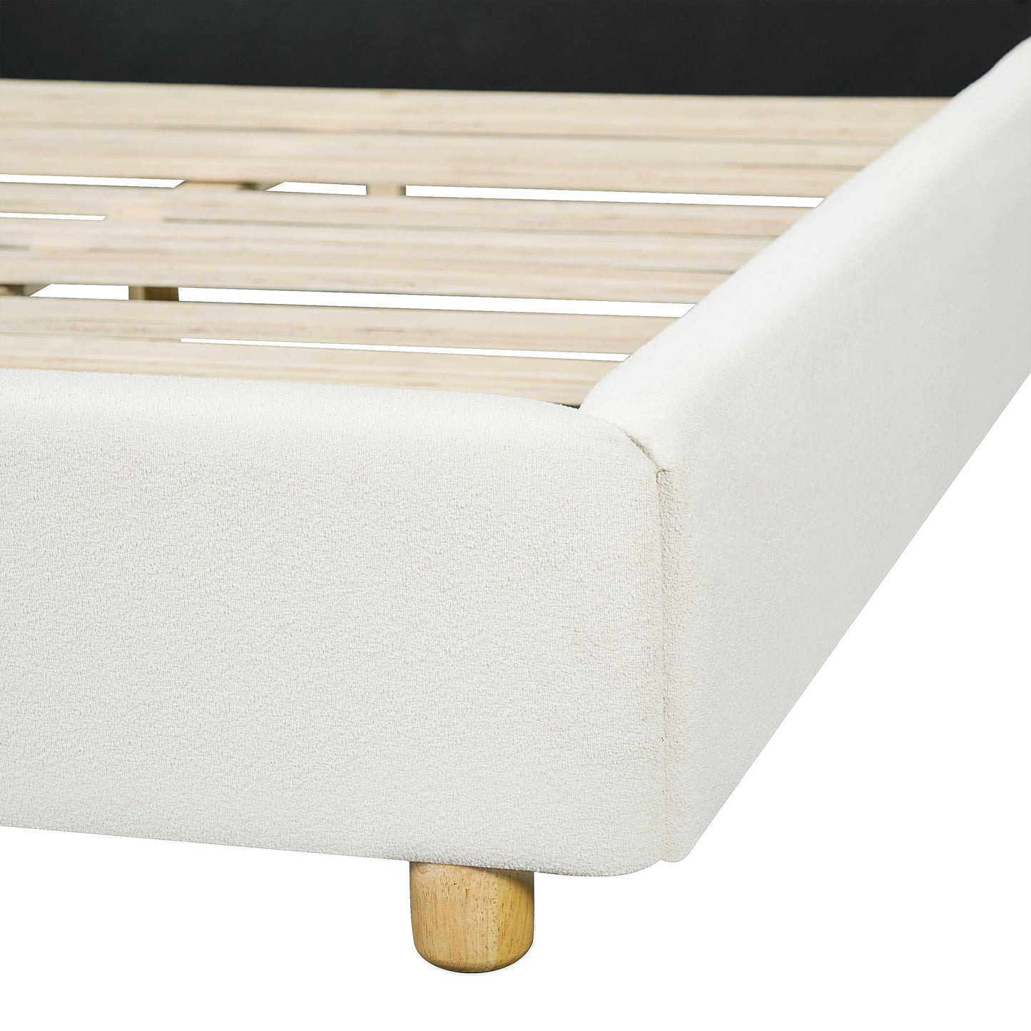Upholstered Platform Bed Frame With Thick Headboard