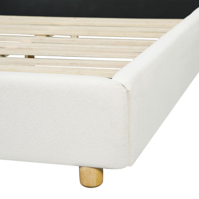 Upholstered Platform Bed Frame With Thick Headboard