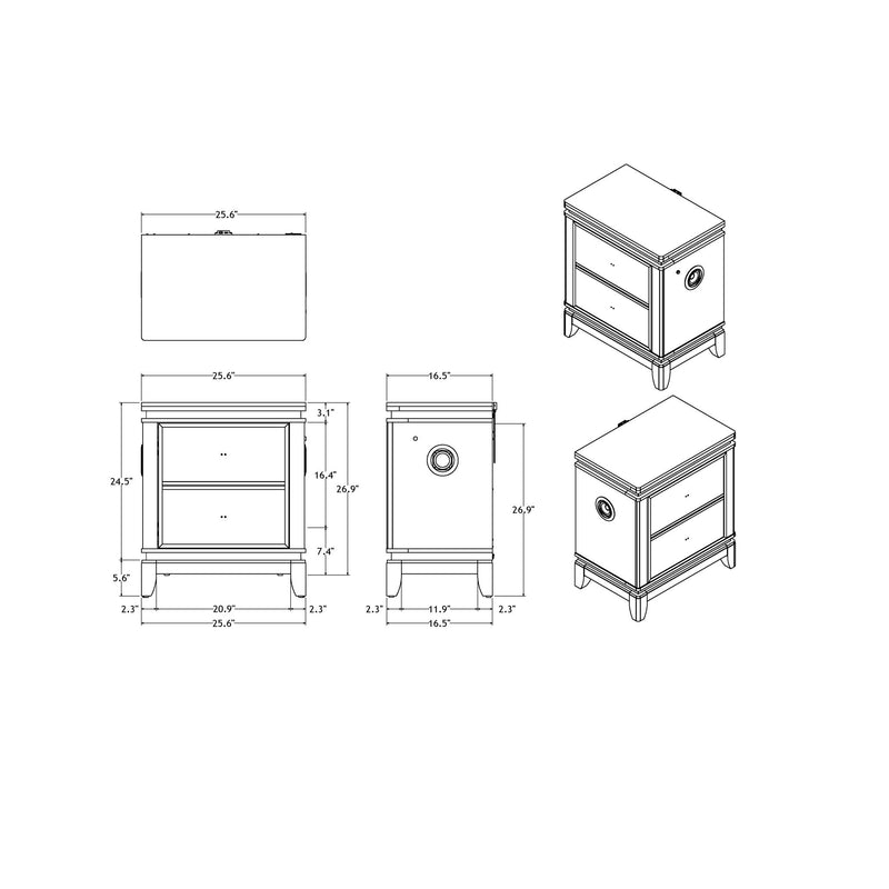 Adelaide - Nightstand With Cooler And Speaker - Gray / Black