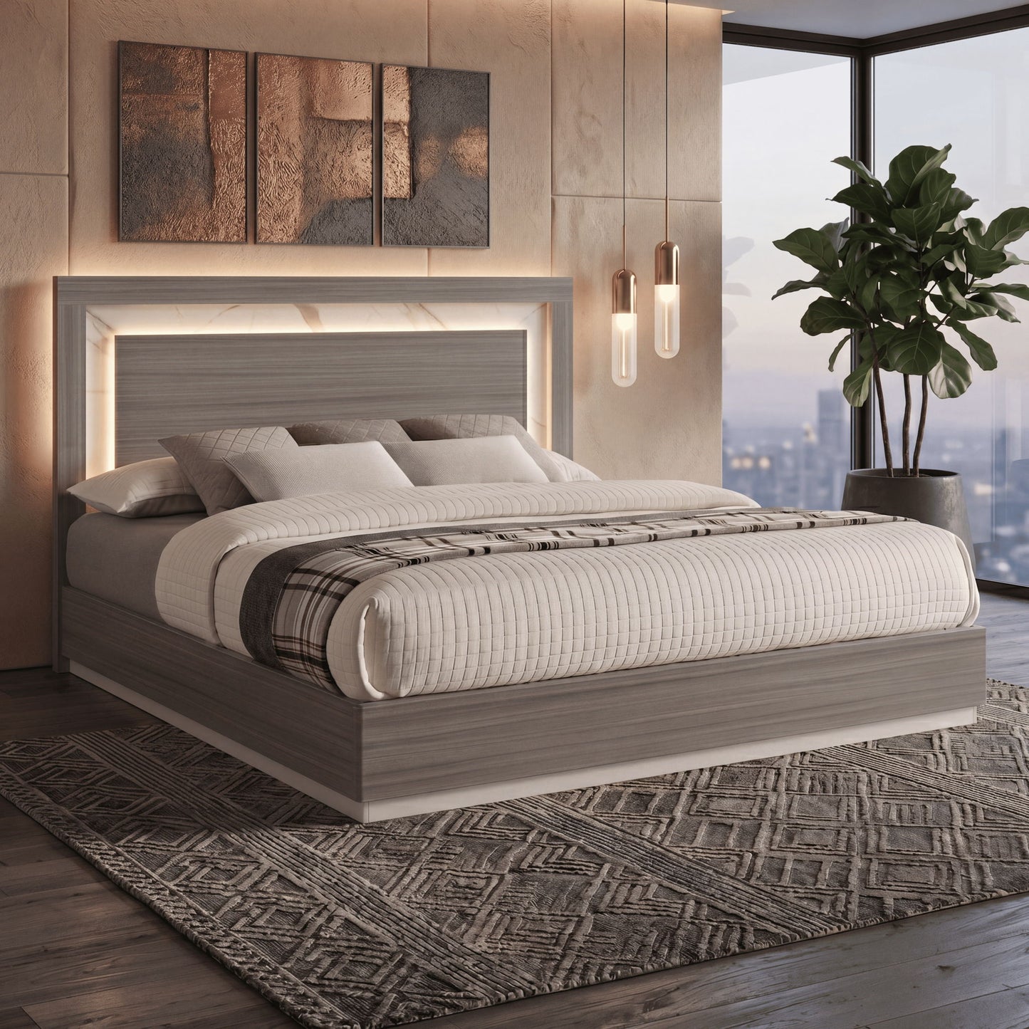 Altima - Bedroom Set With LED Headboard