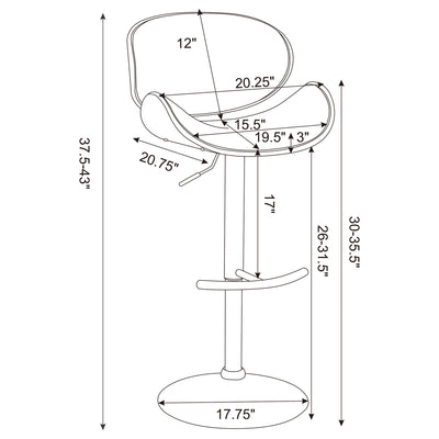 Adjustable Bar Stool With Upholstery - Ivory
