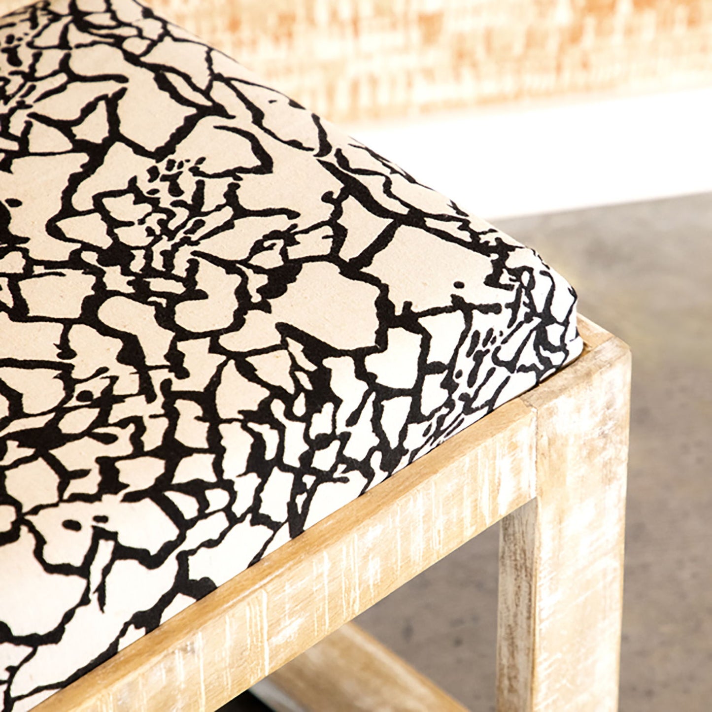 Sled - Leg Accent Bench With Abstract Upholstery - White