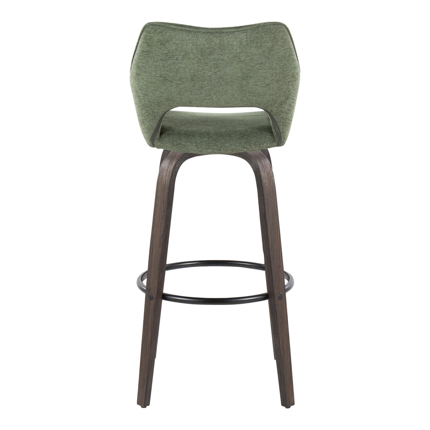 Mustang - Contemporary Fixed Height Barstool With Swivel With Round Footrest (Set of 2)