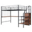 Loft Bed With Desk And Grid, Stylish Frame With Lateral Storage Ladder And Wardrobe