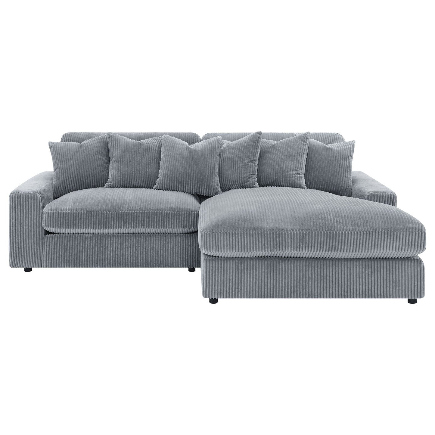 Marcus - Fog Track Arms Reversible Sectional With Pillows - Fog