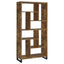 6 Tier Rectangular Bookcase With Accents - Brown