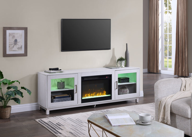 Summit - TV Stand Console With Fireplace - White Walnut Finish