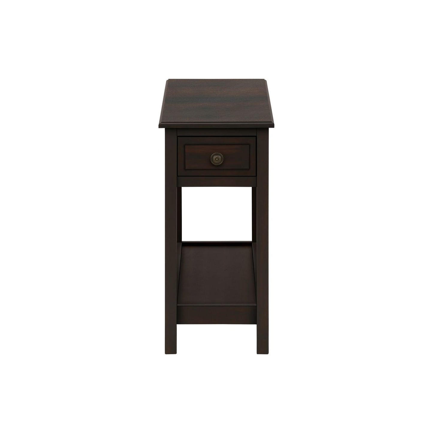 Accent End Table, 2 Tier, Storage Drawer, Transitional - Walnut
