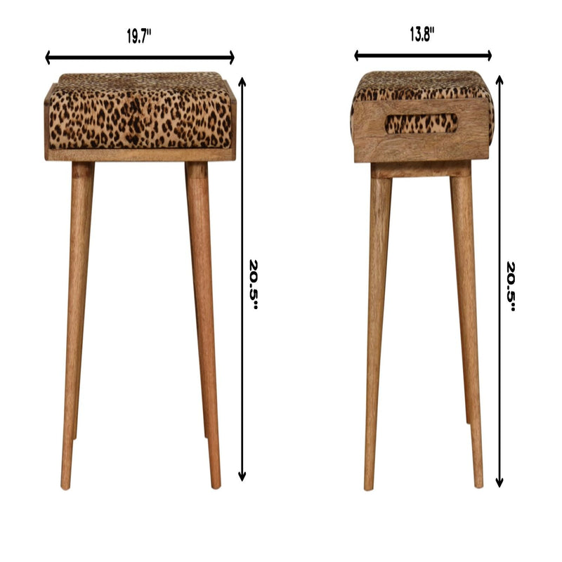 Leopard Tray Style Footstool - Brown Oak