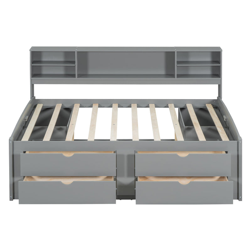 Daybed With 2 Bedside Cabinets, Upper Shelves And 4 Drawers