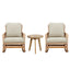 Modern 3 Piece Outdoor Seating Set With Cushioned Rattan Rocking Chairs And Wooden Accent Table