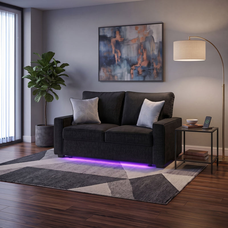 Rita - Loveseat, LED Base Lighting, Cushions And 2 Accent Pillows
