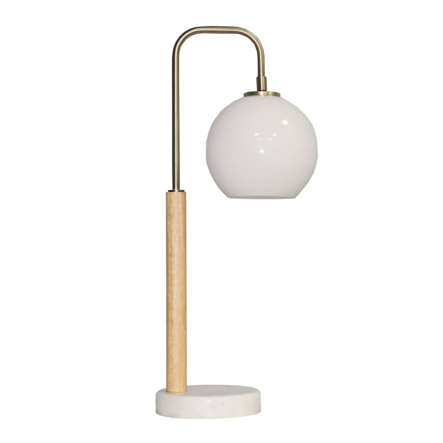 Bedside Table Lamp With Globe Lampshade - White