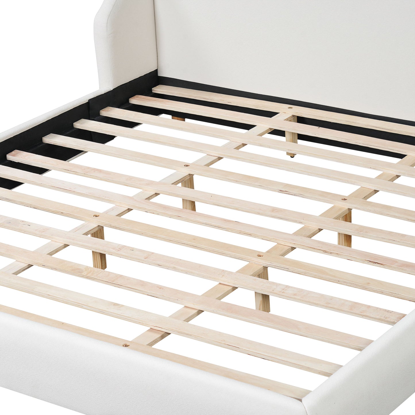 Modern Upholstered Bed Frame With Wingback Headboard