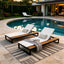 Chaise Lounge Set, 5 Position Adjustable, Flat Side Surface Storage
