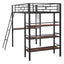 Loft Metal Bed With 3 Layers Of Shelves And Desk, Stylish Metal Frame Bed With board