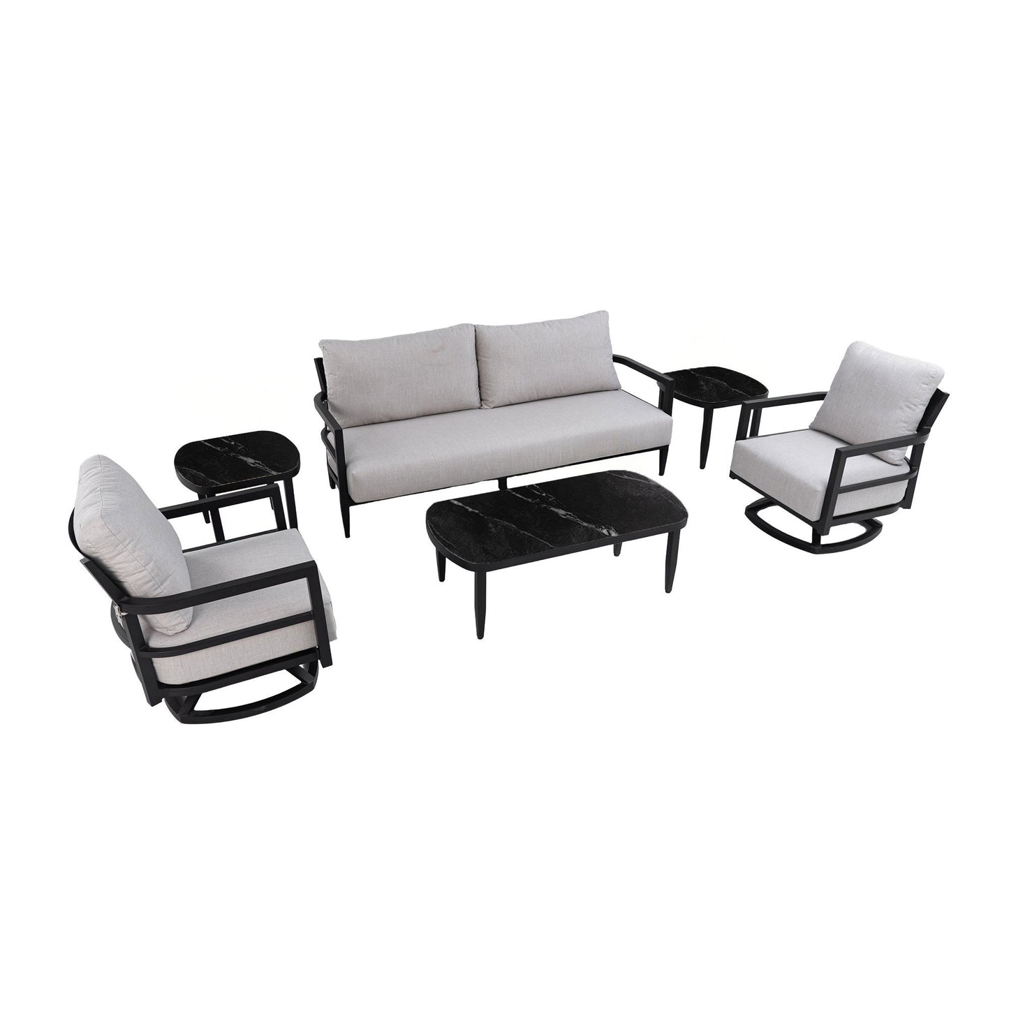 6 Piece Outdoor Conversation Set With Swivel Chairs - Ember Black