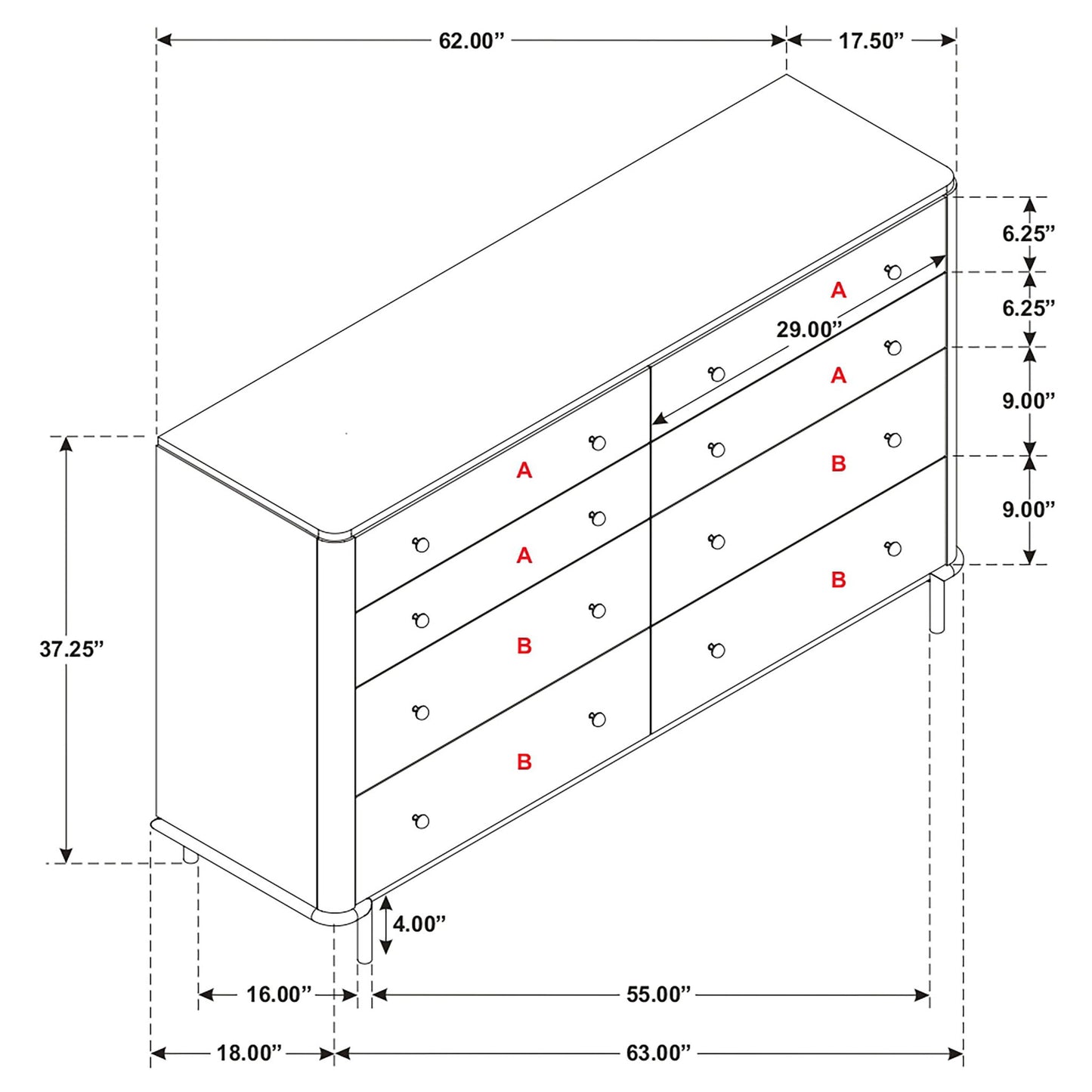Stevie - Rectangular 8 Dresser - Sand