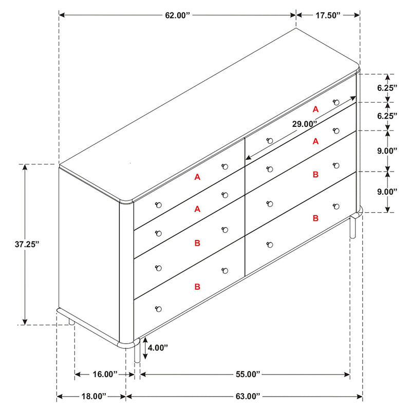 Stevie - Rectangular 8 Dresser - Sand