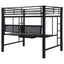 Ranier - Full Workstation Loft Bed, Full Length Desk, Safety Rails And Storage Shelves - Black
