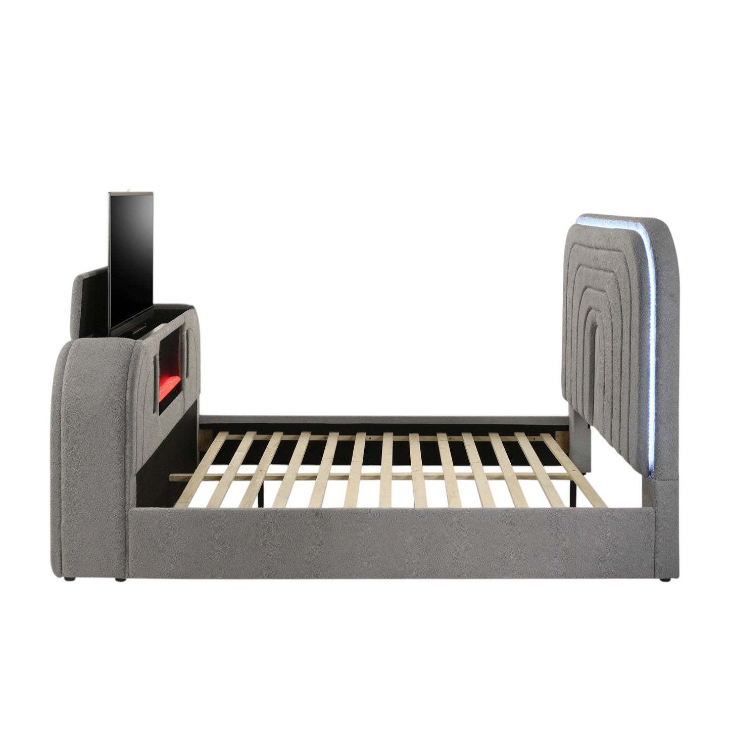 Shelyn - Bed With LED, TV Stand, Fireplace & Bluetooth