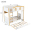 Bunk Bed With House Shaped Guardrails, Storage Shelves, And Trundle