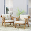 Outdoor Acacia Wood Club Chairs With Cushions (Set of 2) - Teak / Beige