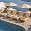 Chaise Lounge Set With 4 Fold Cushion And Built In Headrest