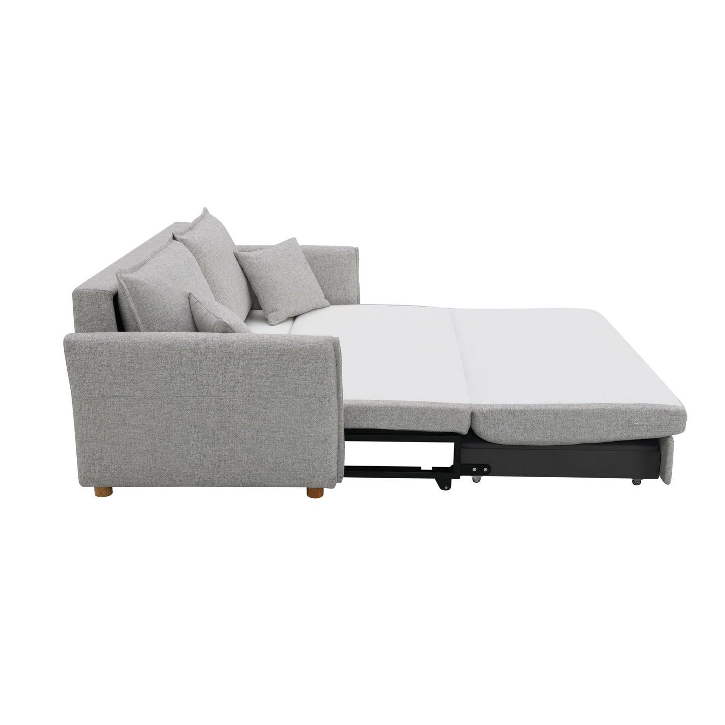 Oren - Chenille Sleeper Sectional Sofa With Storage 2 Toss Pillows - Gray