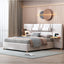 Upholstered Platform Bed, 2 Outlets And USB Charging Ports On Both Sides, 2 Bedside Pillows, Storage Shelves