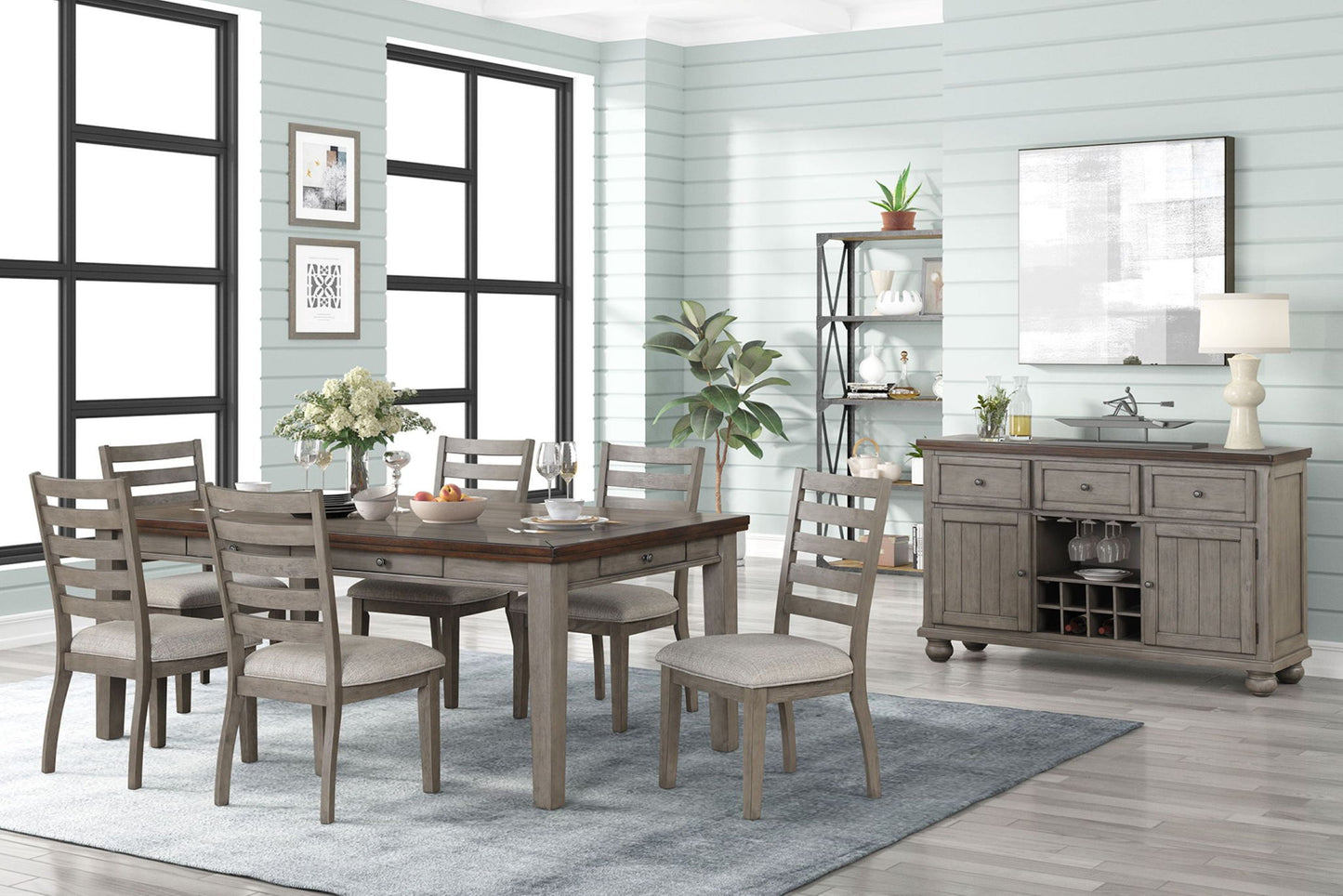 Side Dining Chair With Ladder Back (Set of 2) - Gray
