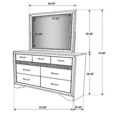 Annie - 7 Drawer Dresser With Mirror - Black