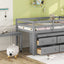 Loft Bed With Retractable Writing Desk And 4 Drawers, With Lateral Portable Desk And Shelves