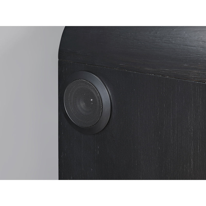 Beverly - Nightstand With Cooler And Speaker, LED Light, Rounded Sides - Black White