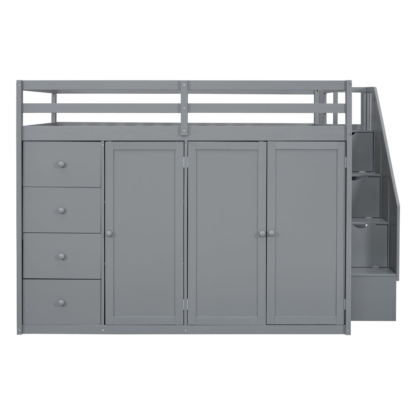 Loft Bed With Built In Wardrobes, Cabinets And Drawers
