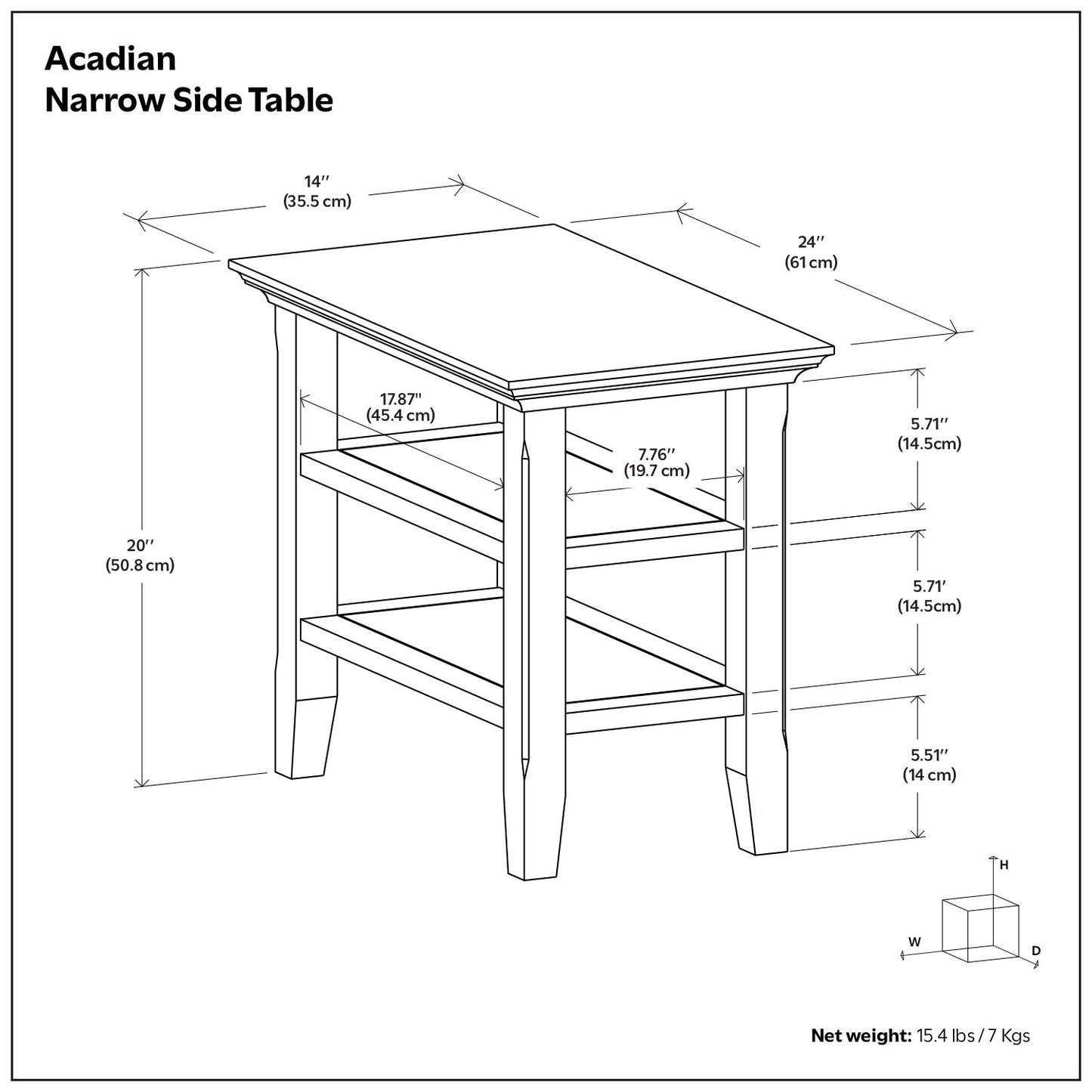 Acadian - Narrow Side Table - Rustic Brown