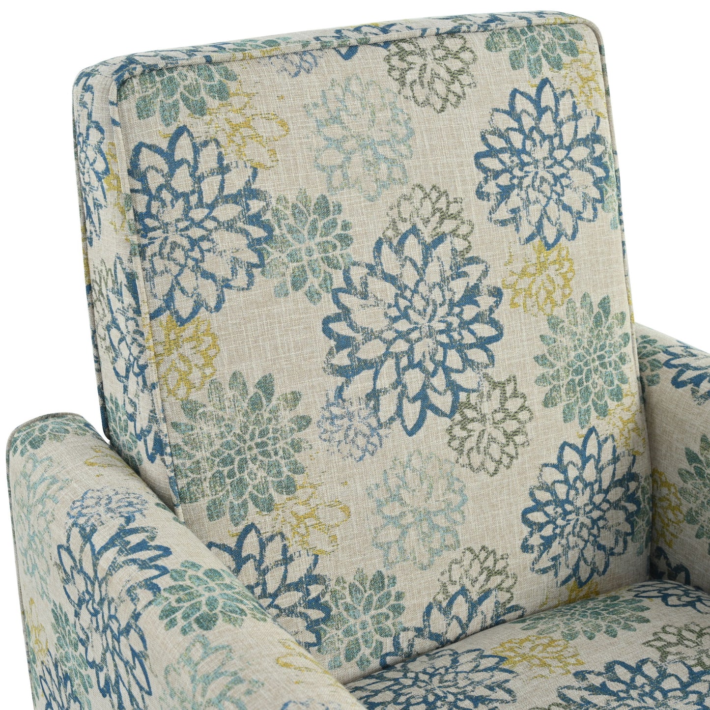 Upholstered Push Back Recliner Chair For Living Room - Blue