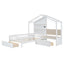 House Bed With Upholstered Sofa, Wireless Charging Station, Shelves And 2 Drawers