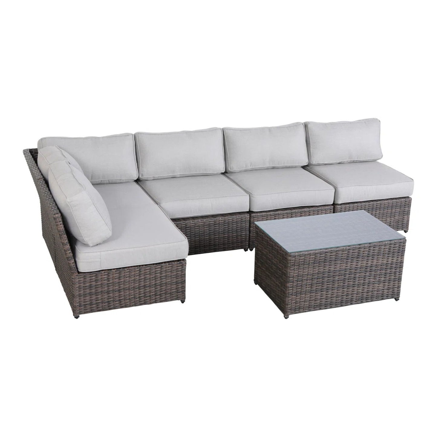 Comfortable Modern Patio Rattan Sectional Set With Cushions