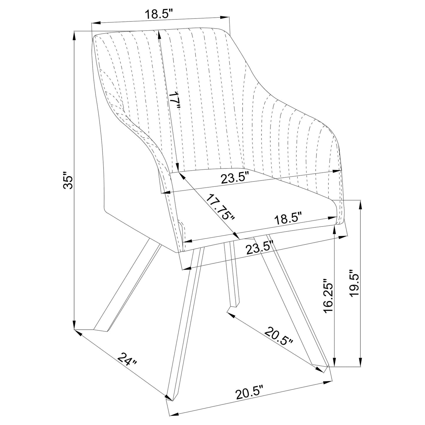 Sloped Arm Swivel Chair - Black